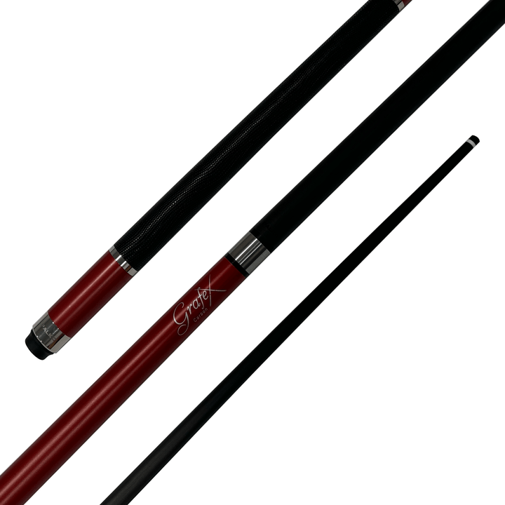 Grafex Gladiator - 2-Piece Carbon Fibre Cue 58" / 9mm Glue On / Red Cues